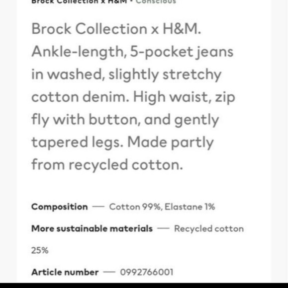 🌟 Brock Collection × H&M High Waist Ankle Jeans NWT size 14 - Picture 2 of 10